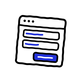 発注フォームのイラスト（入力欄と送信ボタンのある画面）